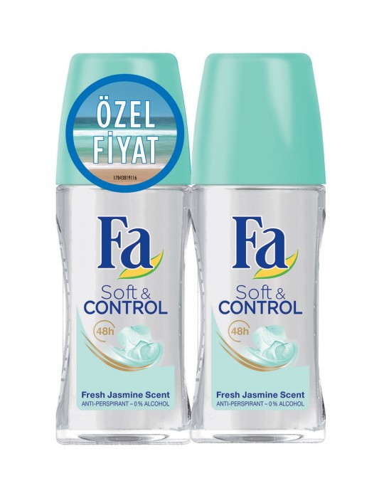 Fa Deodorant Roll-On 2'Li Soft & Control 50 ml + 50 ml